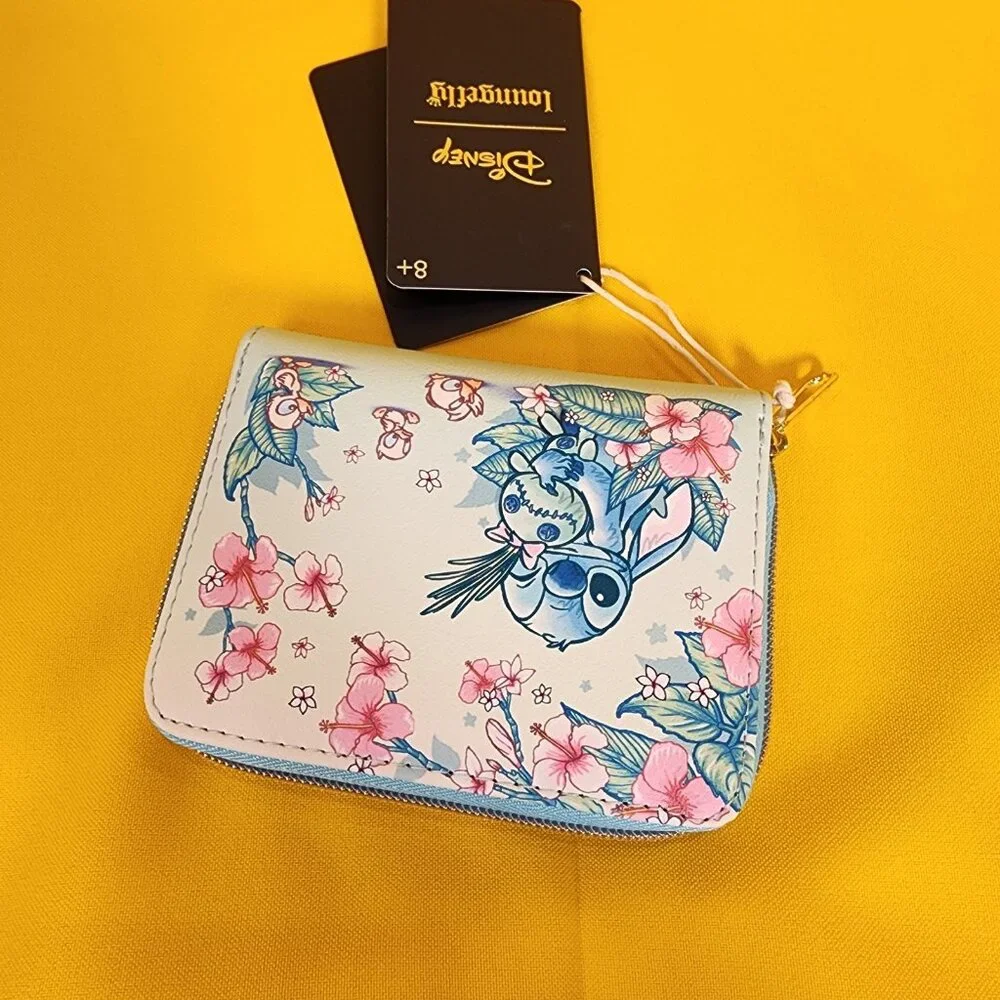 Loungefly Disney Lilo and Stitch Scrump Ducks Ducklings Floral Zip Wallet NEW